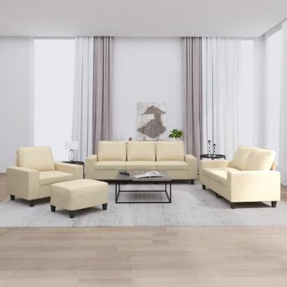 Set de canapele, 4 piese, crem, microfibră GartenMobel Dekor
