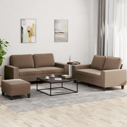 Set de canapele, 3 piese, maro, textil GartenMobel Dekor