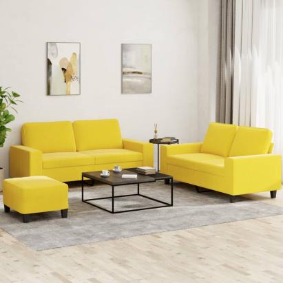 Set de canapele, 3 piese, galben deschis, textil GartenMobel Dekor