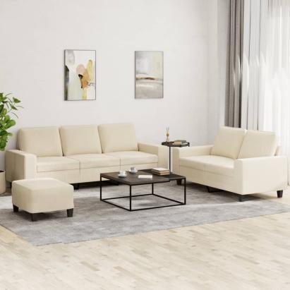 Set de canapele, 3 piese, crem, material GartenMobel Dekor