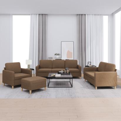 Set de canapele cu perne, 4 piese, maro, textil GartenMobel Dekor