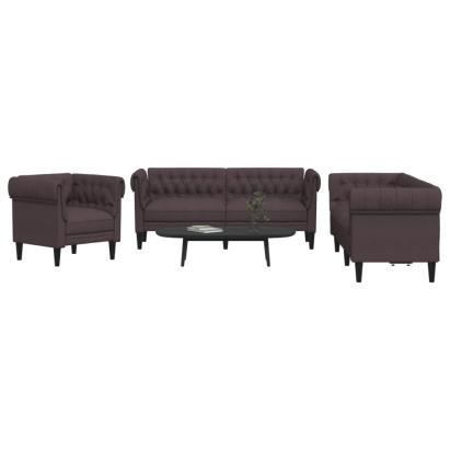 Set canapele, 3 piese, maro închis, material textil GartenMobel Dekor