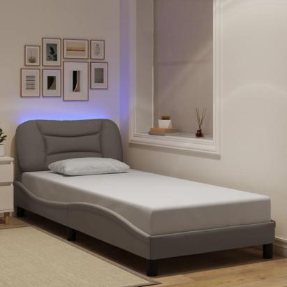 Cadru de pat cu LED fără saltea Taupe 90x200 cm Material GartenMobel Dekor