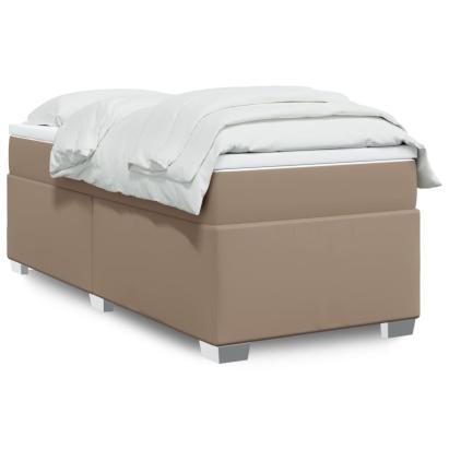 Pat box spring cu saltea, cappuccino, 90x200 cm piele ecologică GartenMobel Dekor