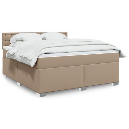 Pat box spring cu saltea, cappuccino, 180x200cm piele ecologică GartenMobel Dekor