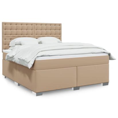 Pat box spring cu saltea, cappuccino, 180x200cm piele ecologică GartenMobel Dekor