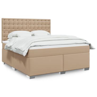 Pat box spring cu saltea, cappuccino, 180x200cm piele ecologică GartenMobel Dekor