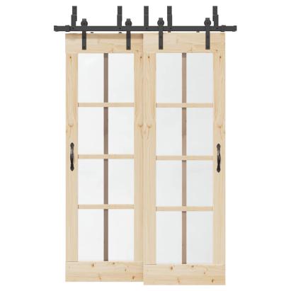 Set feronerie pentru uși glisante, negru, 152,5 cm, oțel GartenMobel Dekor