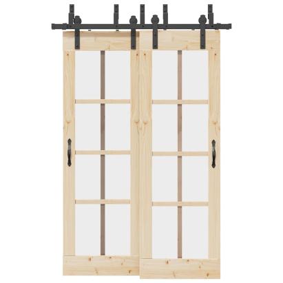 Set feronerie pentru uși glisante, negru, 152,5 cm, oțel GartenMobel Dekor