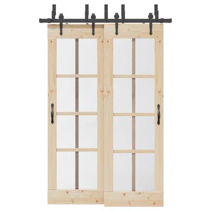 Set feronerie pentru uși glisante, negru, 152,5 cm, oțel GartenMobel Dekor