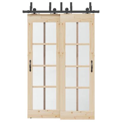 Set feronerie pentru uși glisante, negru, 152,5 cm, oțel GartenMobel Dekor