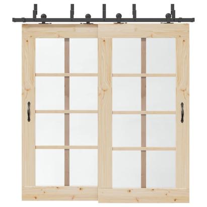 Set feronerie pentru uși glisante, negru, 213,5 cm, oțel GartenMobel Dekor