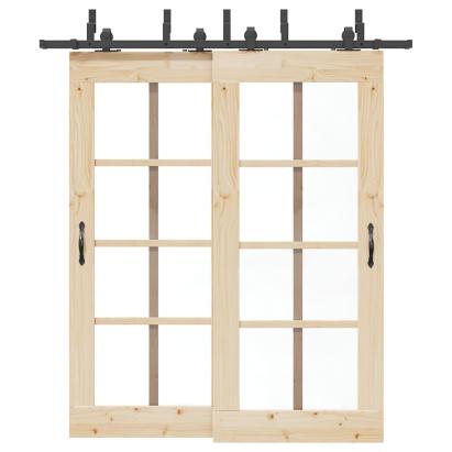 Set feronerie pentru uși glisante, negru, 200 cm, oțel GartenMobel Dekor