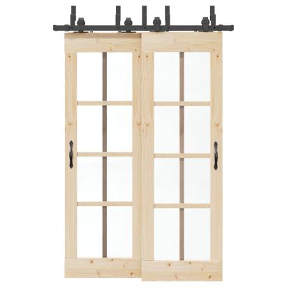 Set feronerie pentru uși glisante, negru, 152,5 cm, oțel GartenMobel Dekor