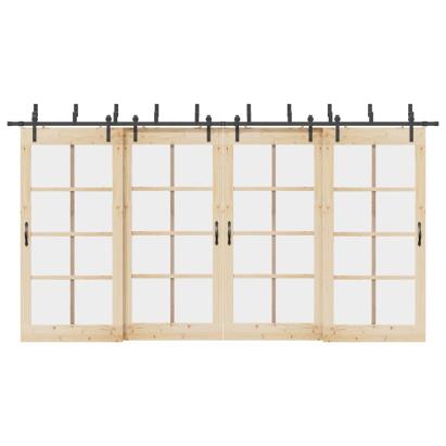 Set feronerie pentru uși glisante, negru, 427 cm, oțel GartenMobel Dekor