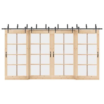 Set feronerie pentru uși glisante, negru, 427 cm, oțel GartenMobel Dekor