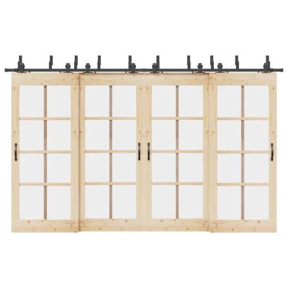 Set feronerie pentru uși glisante, negru, 366 cm, oțel GartenMobel Dekor