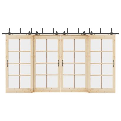 Set feronerie pentru uși glisante, negru, 427 cm, oțel GartenMobel Dekor