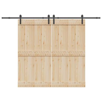 Set feronerie pentru uși glisante, negru, 305 cm, oțel GartenMobel Dekor