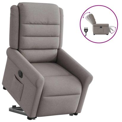 Fotoliu electric rabatabil cu ridicare, gri taupe, textil GartenMobel Dekor
