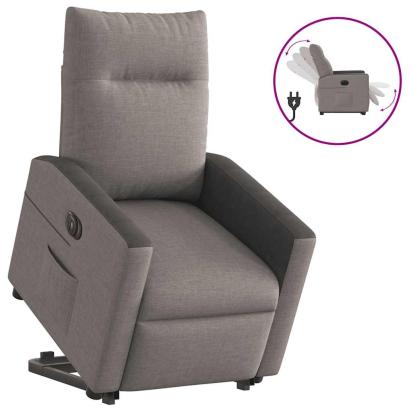 Fotoliu electric rabatabil cu ridicare, gri taupe, textil GartenMobel Dekor