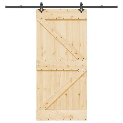Ușă glisantă cu set de feronerie 95x210 cm, lemn masiv de pin GartenMobel Dekor