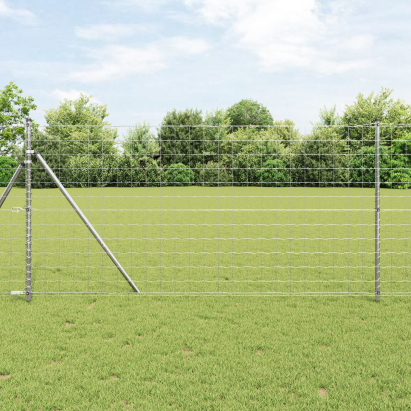 Euro Fence cu 7 Stâlpi 1x10 m Oțel Galvanizat GartenMobel Dekor