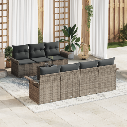 Set Canapea Grădină 4 Piese Gri Ratan Mare Modular GartenMobel Dekor