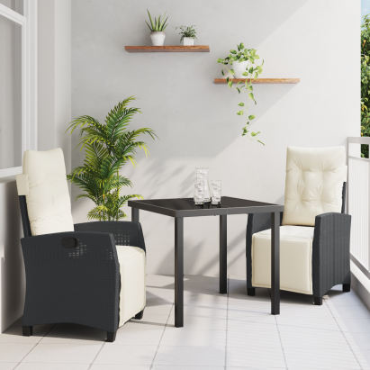 Set de mese de grădină 3 piese Negru Poliratan GartenMobel Dekor
