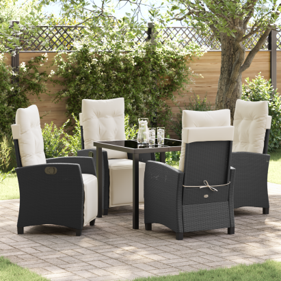 Set de dining pentru grădină 5 piese Rattan PE negru GartenMobel Dekor