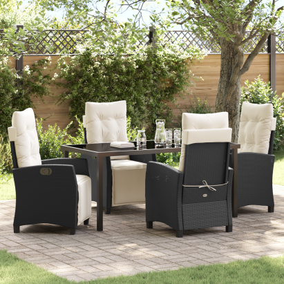 Set de dining de grădină 5 piese Negru din ratan polimeric GartenMobel Dekor