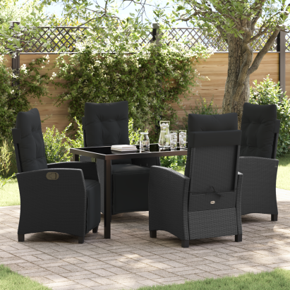 Set de 5 Piese pentru Dining în Grădină Negru Poliratan GartenMobel Dekor