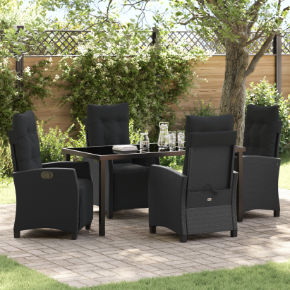 Set de dining pentru grădină 5 piese negru poliratan GartenMobel Dekor