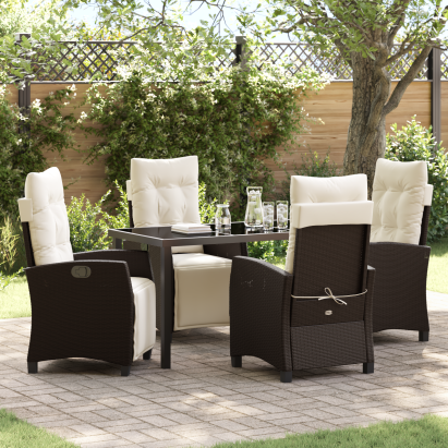 Set de Dining Grădină 5 Piese Maro Rattan Poli GartenMobel Dekor