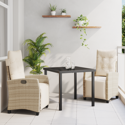 Set de dining pentru grădină, 3 piese, Bej, Poliratan GartenMobel Dekor