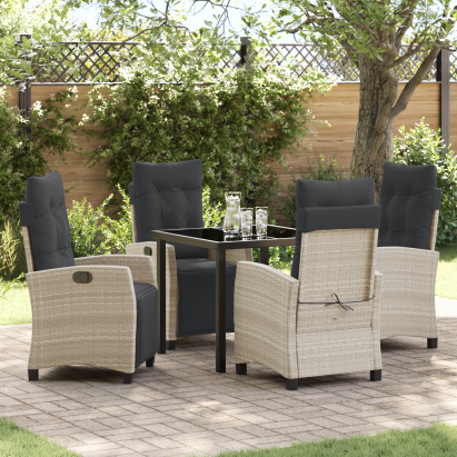 Set de dining pentru grădină 5 piese Gri deschis Poliratan GartenMobel Dekor