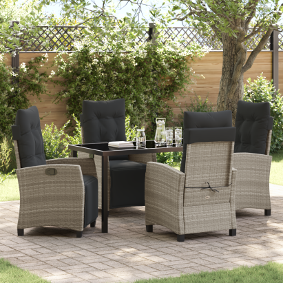 Set de dining de grădină cu 5 piese Gri deschis Poliratan GartenMobel Dekor