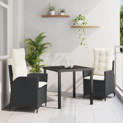 Set de dining de grădină cu 5 piese și perne - Poliratan negru GartenMobel Dekor