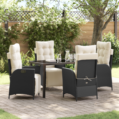 Set de 5 Mobilier pentru Grădină Ratan Poly Negru GartenMobel Dekor