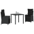 Set de masă de grădină 3 piese, ratan poli negru GartenMobel Dekor