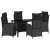 Set de 5 piese pentru masă de grădină Negru Ratan polimer GartenMobel Dekor