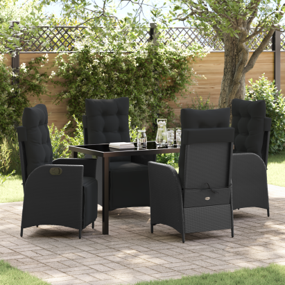 Set de 5 piese pentru masă de grădină Negru Ratan polimer GartenMobel Dekor