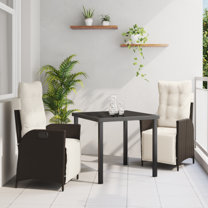Set de 3 Piese Mobilier de Grădină Maro din Ratan Poliratan GartenMobel Dekor