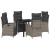 Set 5 piese dining grădină gri din rattan PE GartenMobel Dekor