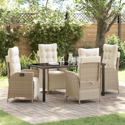 Set de dining în grădină, 5 piese, Bej, Rattan polimeric GartenMobel Dekor