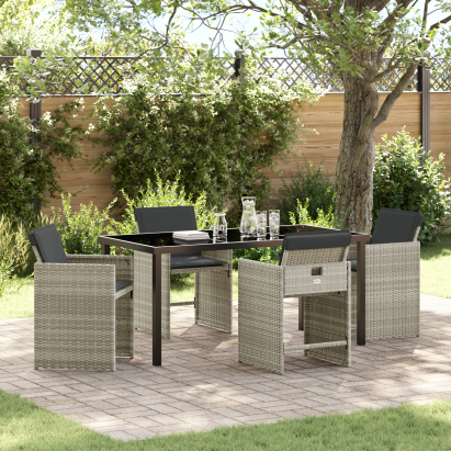 Set de mese pentru grădină Set de 2 Gri deschis Oțel și Ratan GartenMobel Dekor