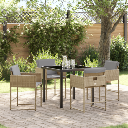 Set de Dining pentru Grădină cu Perne Bej Ratan Poli GartenMobel Dekor