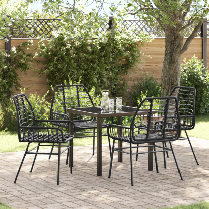 Set de dining de grădină 5 piese Negru Poliratan GartenMobel Dekor