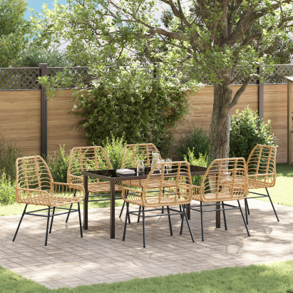 Set de dining de grădină 7 piese maro poliratan GartenMobel Dekor