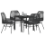 Set Dinning Grădină 5 piese cu Perne Negru Ratan Polimer GartenMobel Dekor